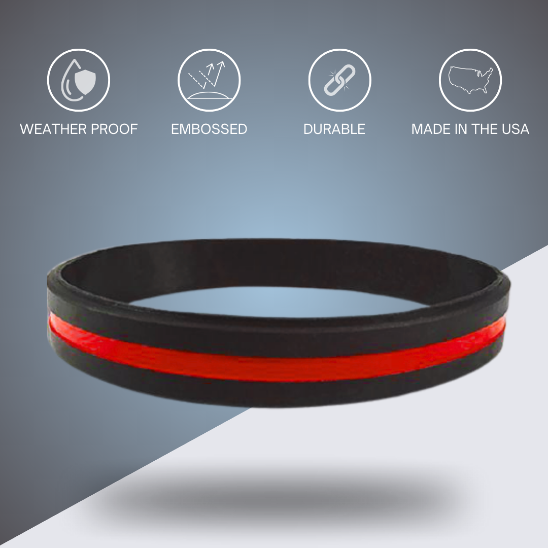 Thin Red Line Fundraising Silicone Wristbands 10 Pack