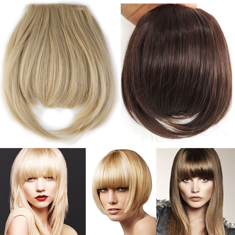 Thin Neat Bangs AS Remy Human Hair Extensions Clip in on Fringe Front Hairpiece