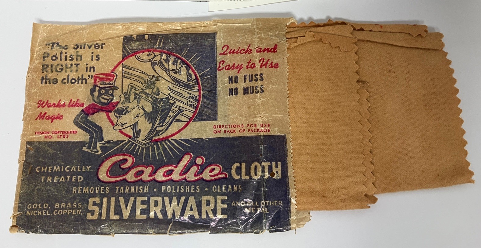 Vintage Black Americana Cadie Boy Polishing Silverware Package Advertising