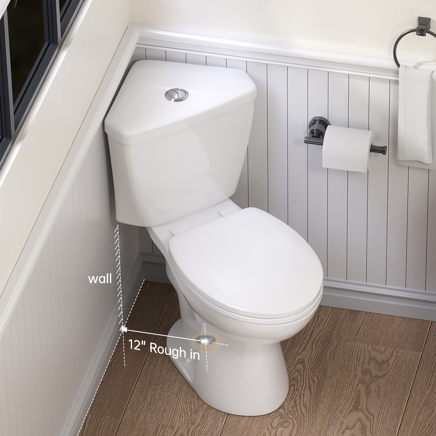 17.2" Two-Piece Corner Toilet Dual Flush 0.8/1.28 GPF for Compact Bathroom