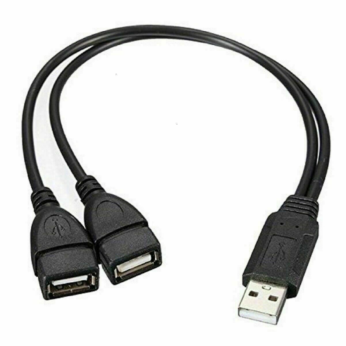 USB 2.0 A Male To 2 Dual USB Female Jack Y Splitter Hub Power Cord Adapter Cable
