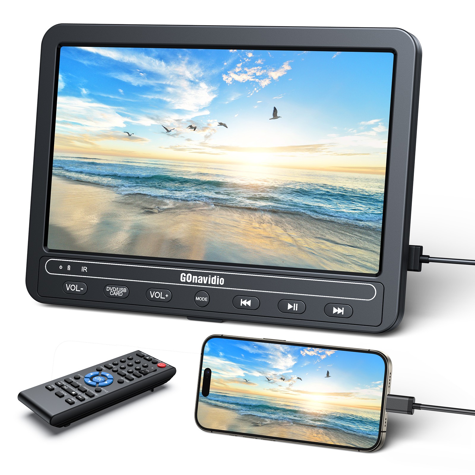 10.5" HD Car Headrest DVD Player Back Seat Monitor USB SD HDMI Memory W/ Headset