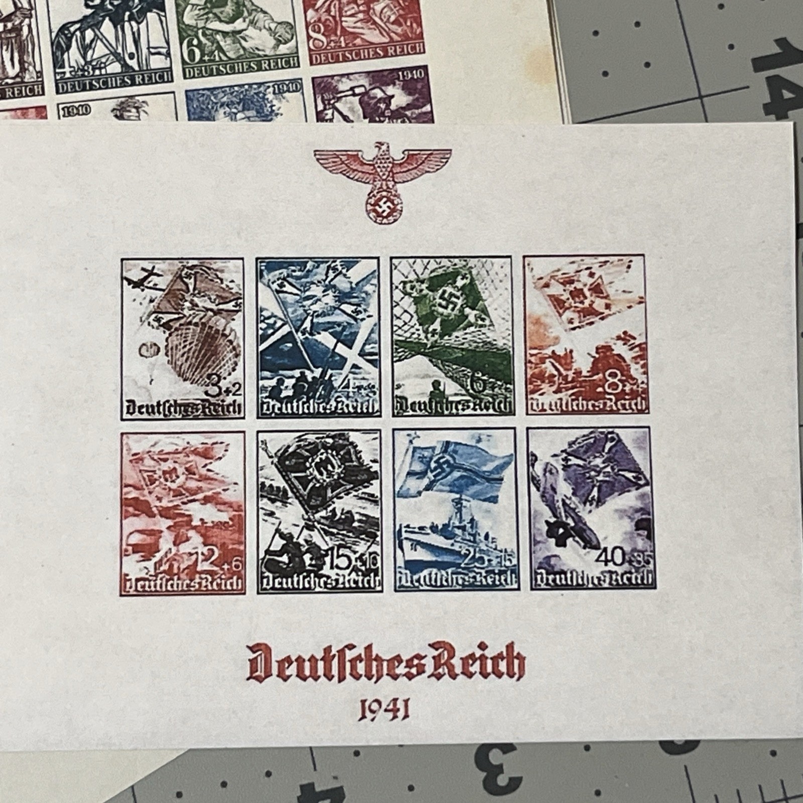 X5 Nazi Germany Souvenir Sheet Stamps Third Reich WWII WW2 Military