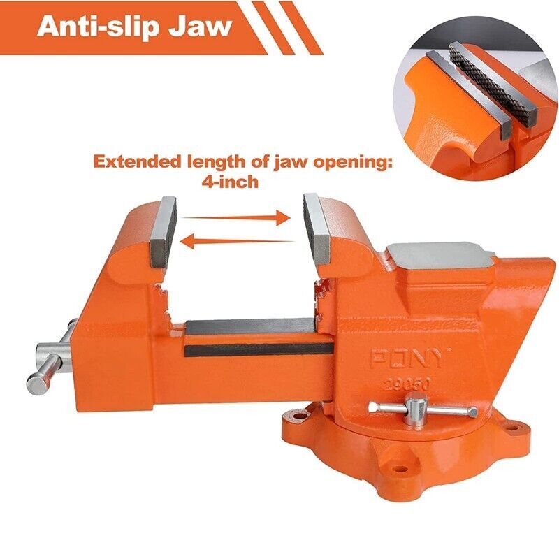 PONY 5inch Bench Vise Heavy-Duty Utility Combination Pipe Vise 360 Degree Swivel