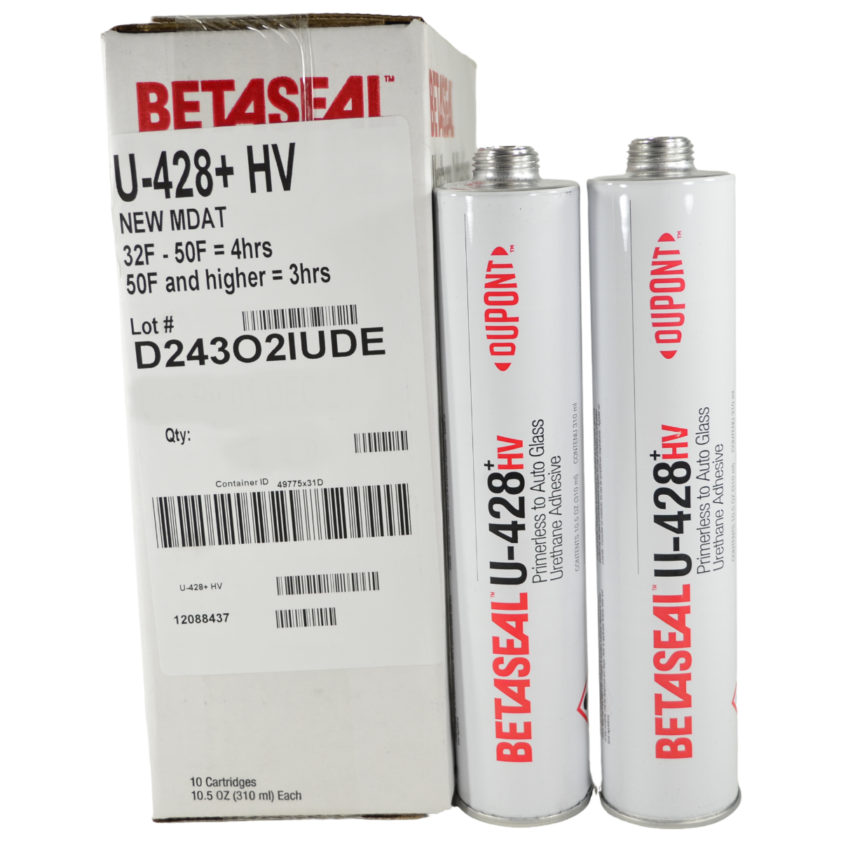 (2) 10.5 oz Tubes Auto Glass Urethane Adhesive, , Glue, U428+ Primerless