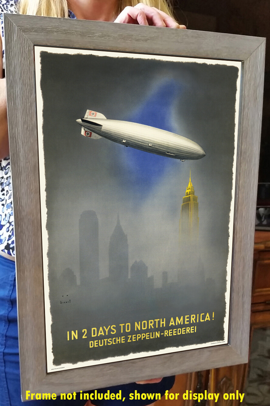 Hindenburg Zeppelin Over New York City – Vintage 1936 Travel Poster