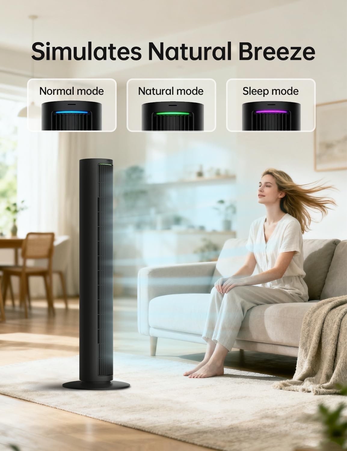 PHILODECO Tower Fan 40 Inch Bladeless Fan 80 ° Oscillating Fan Silent Remote New