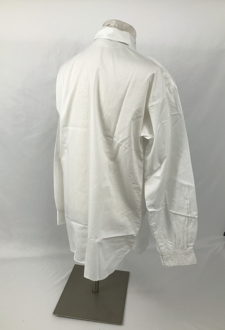 White Cotton Shirt - Four Metal Button Closure Size Large
