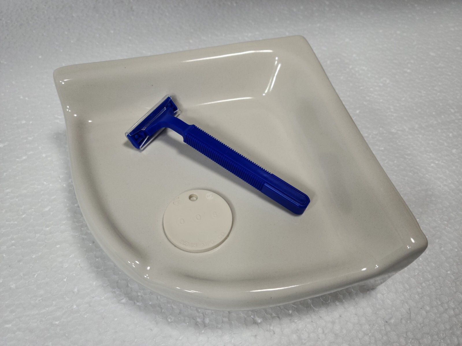 Beige Almond Bone Ceramic Shower Corner Tray Soap Dish Shampoo Holder Color 0135