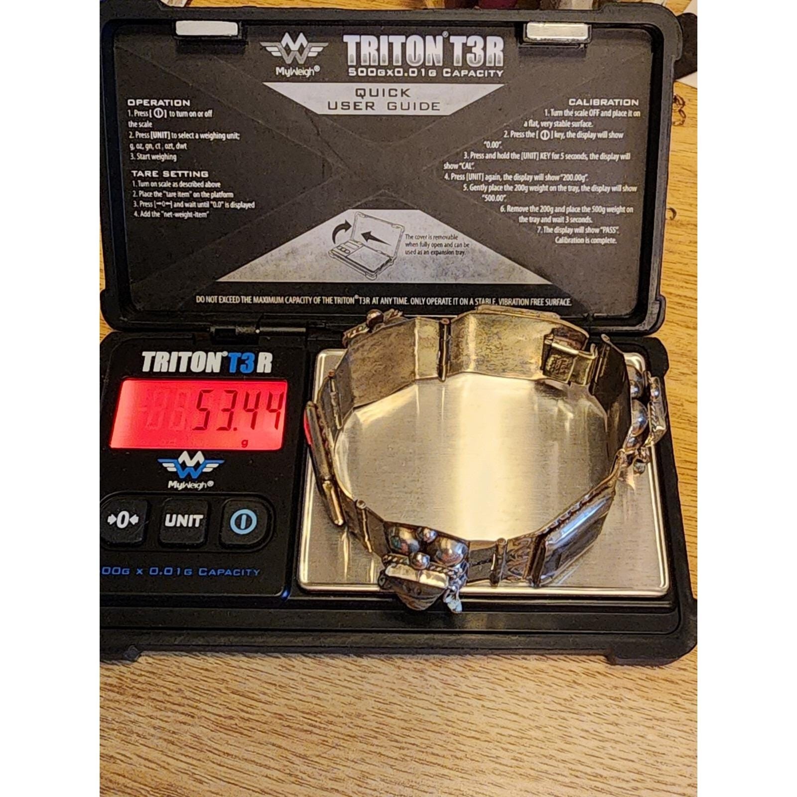 70 Yr Old TAXCO MEXICO Sterling Silver Abolone Bracelet & Earrings Set 61.66 Gr.