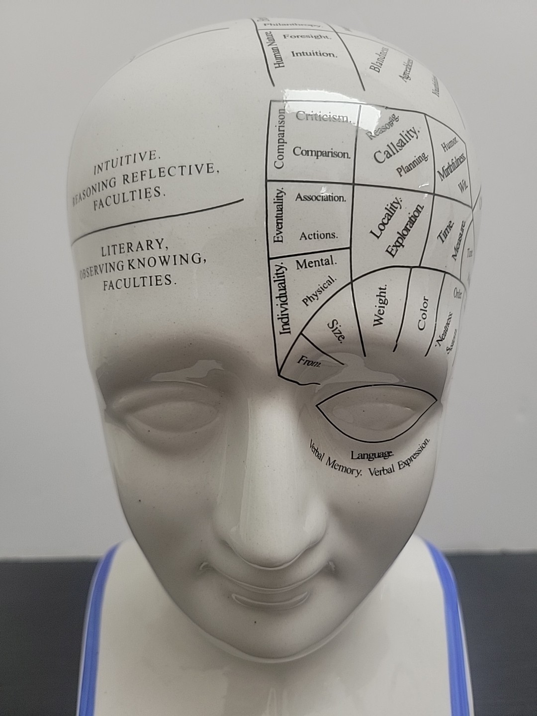 Phrenology Head 12" Ceramic Model Bust L. N. Fowler