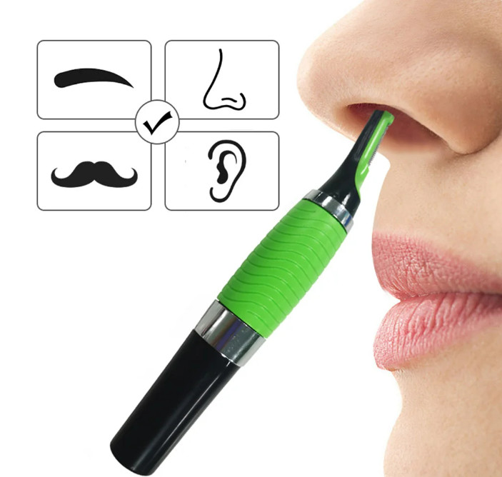 2PCS Men Nose Ear Face Neck Eyebrow Hair Mustache Beard Trimmer Shaver Clipper