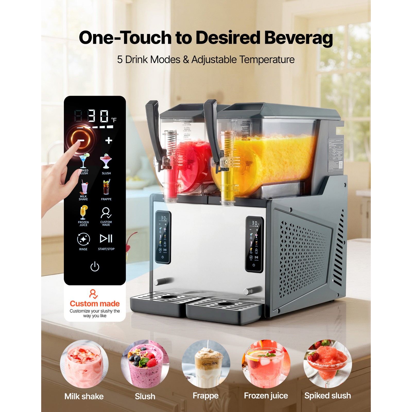 Uimoso Dual-Tank Frozen Drink Maker with 4L Capacity for Slushies and Beverages