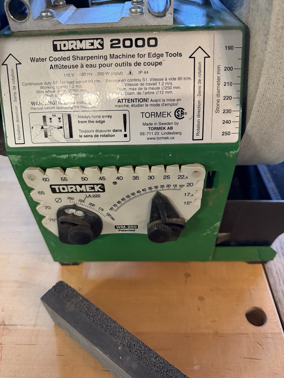 TORMEK Super Grind 2000 Water Cooled Sharpening Machine - USA