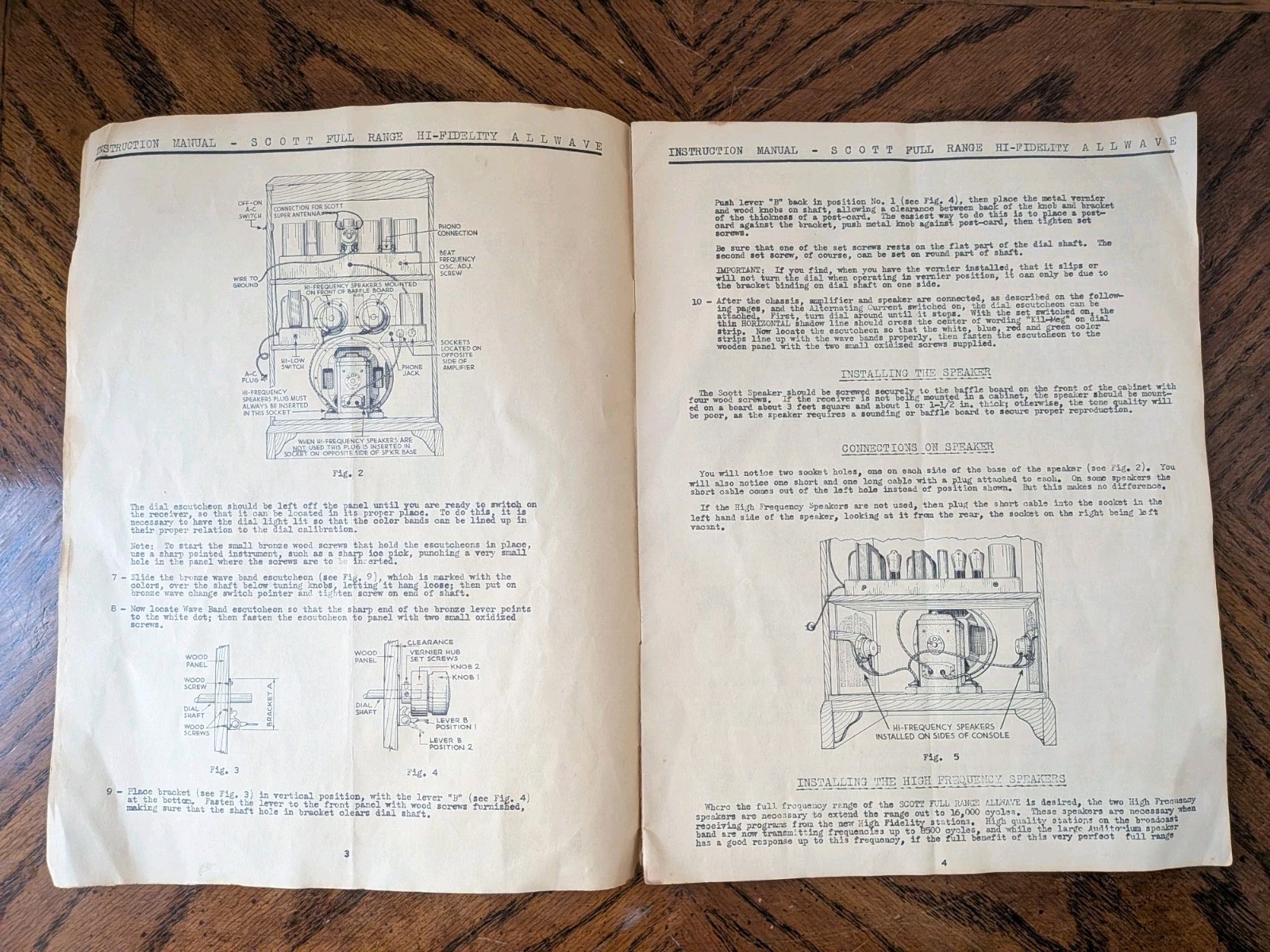 Original EH Scott Full Range High Fidelity Radio Instruction Manual