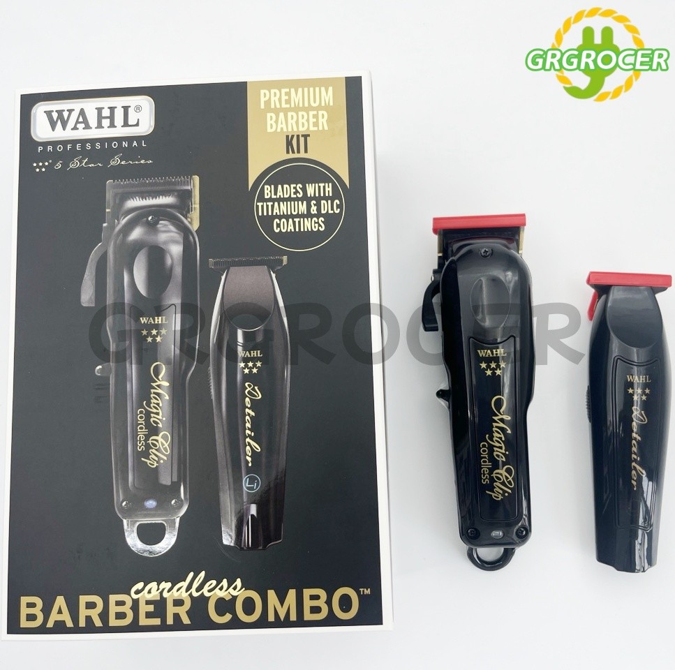 Wahl Cordless Barber Combo Black Magic Clip Clipper & Detailer Trimmer 3025397