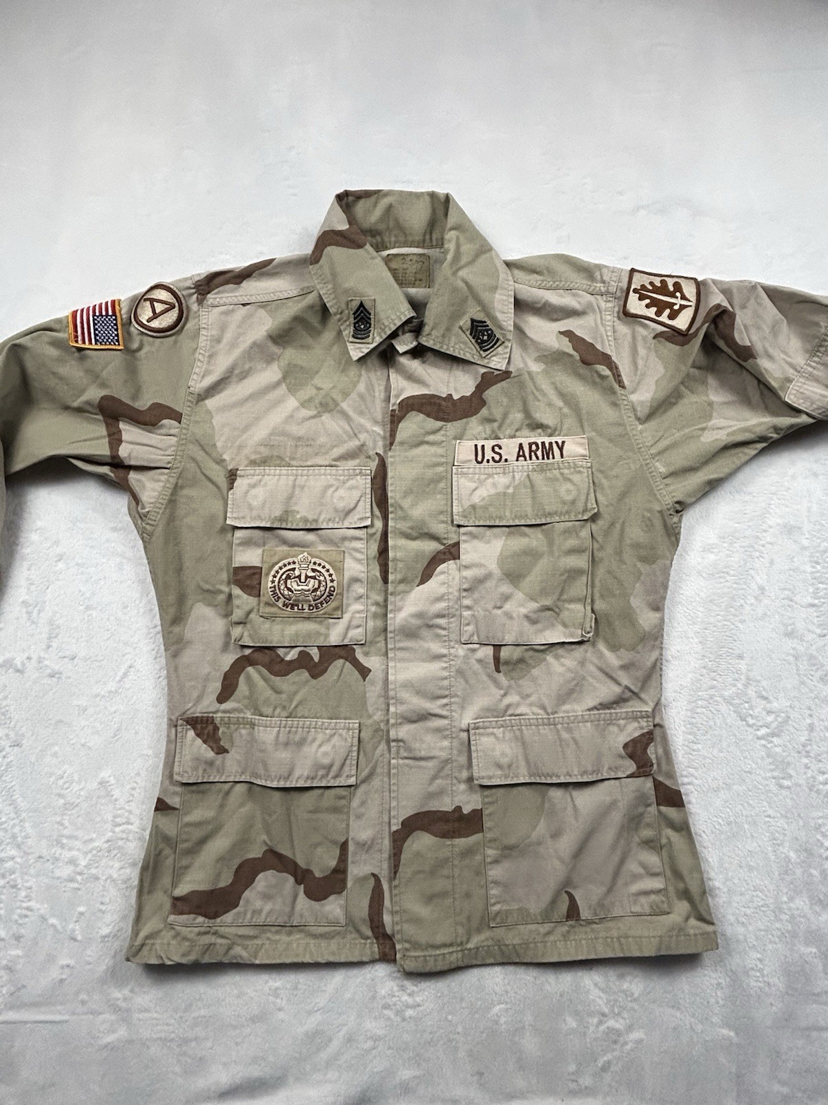 US Army Coat Desert Camouflage Pattern Combat Patches Small Short Vintage 1997