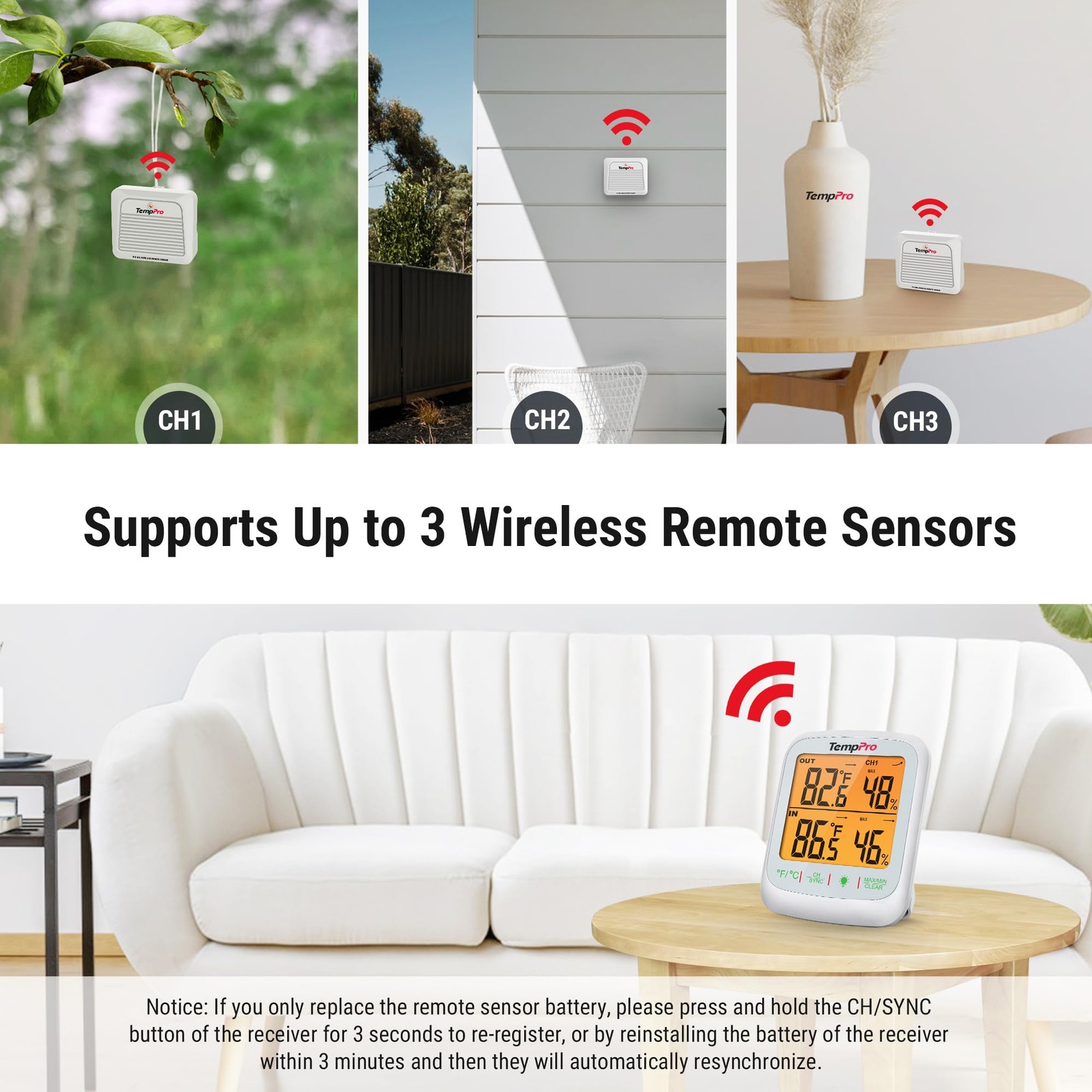 Best ThermoPro TP260B Indoor Outdoor Thermometer Wireless 1000ft/300m Range Pro