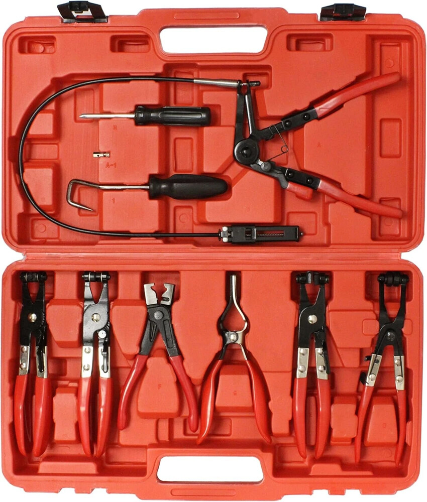 10Pc Hose Clamp Clip Remover Pliers Wire Long Reach Kit Fuel Oil Water Hose Tool