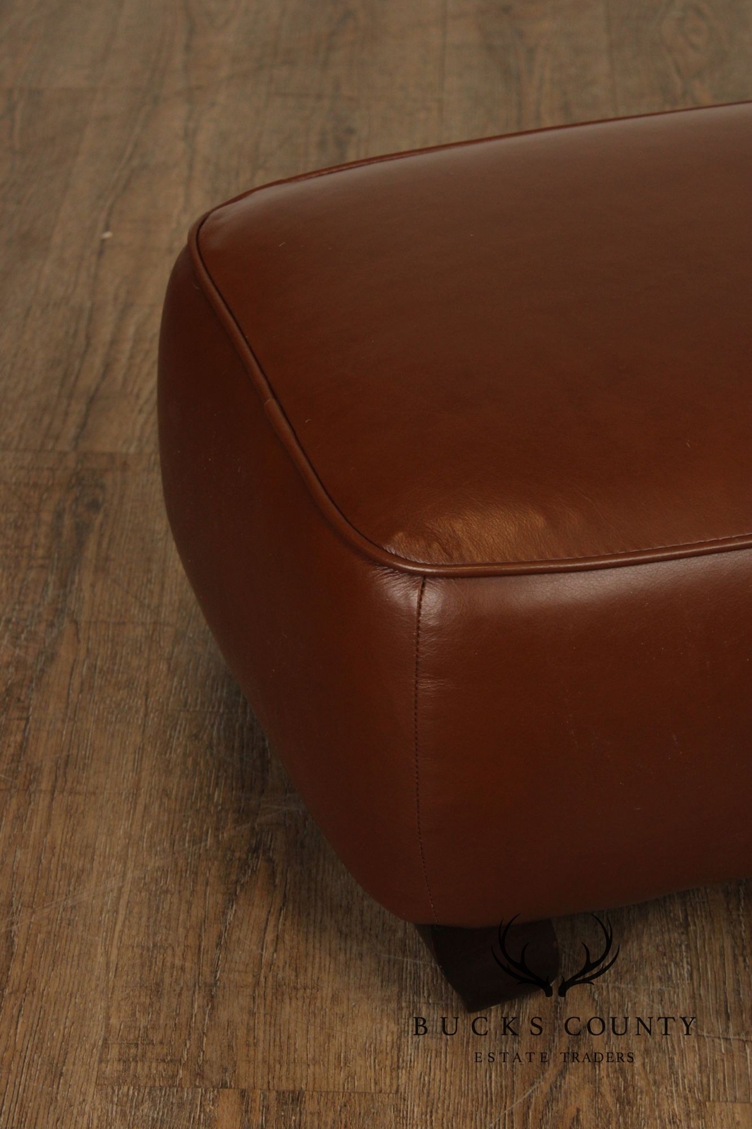 Precedent Traditional Pair of Leather Ottomans