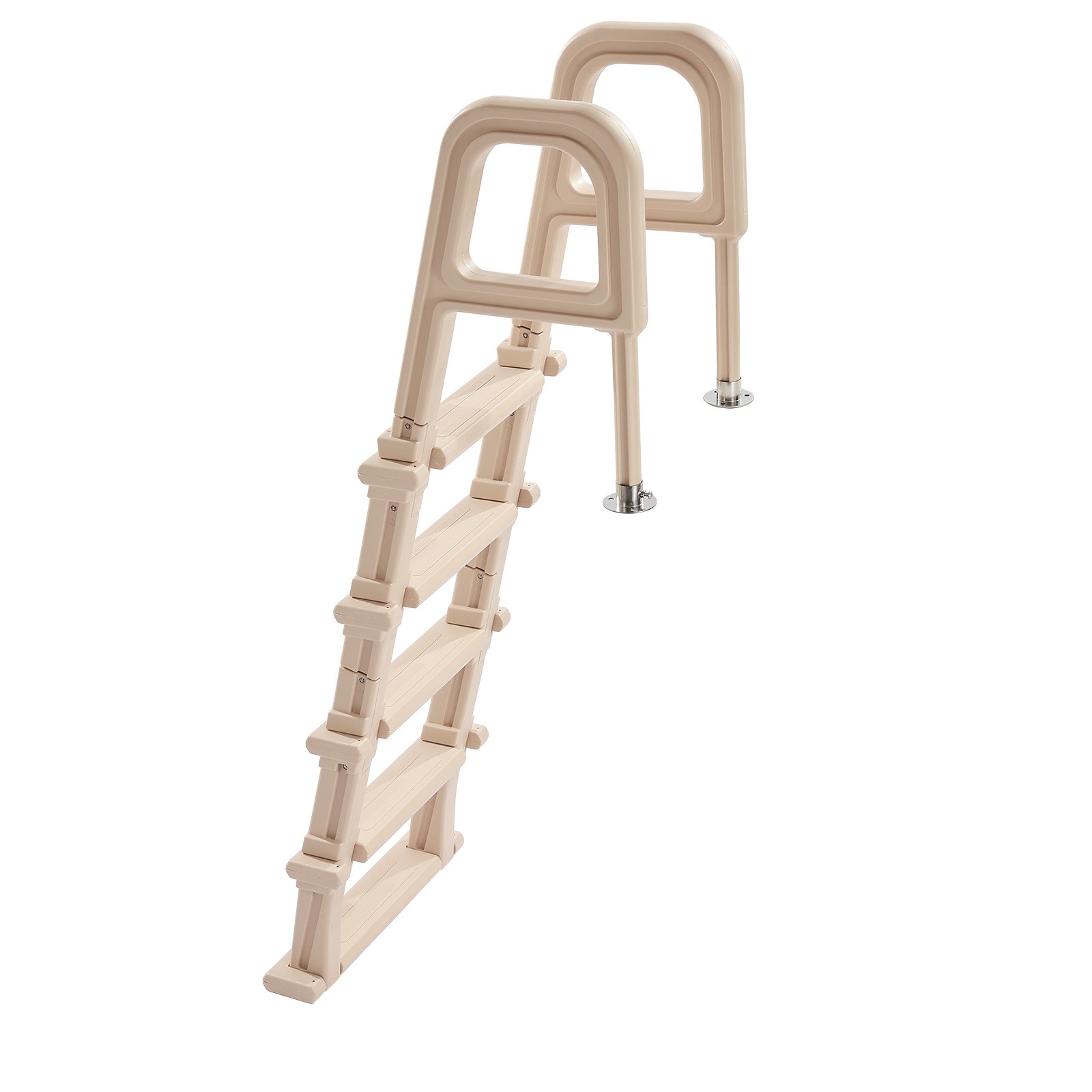Uimoso Pool Ladder with Angled 5 Steps, Dual Handrails, 48-54in, 300lbs, Taupe