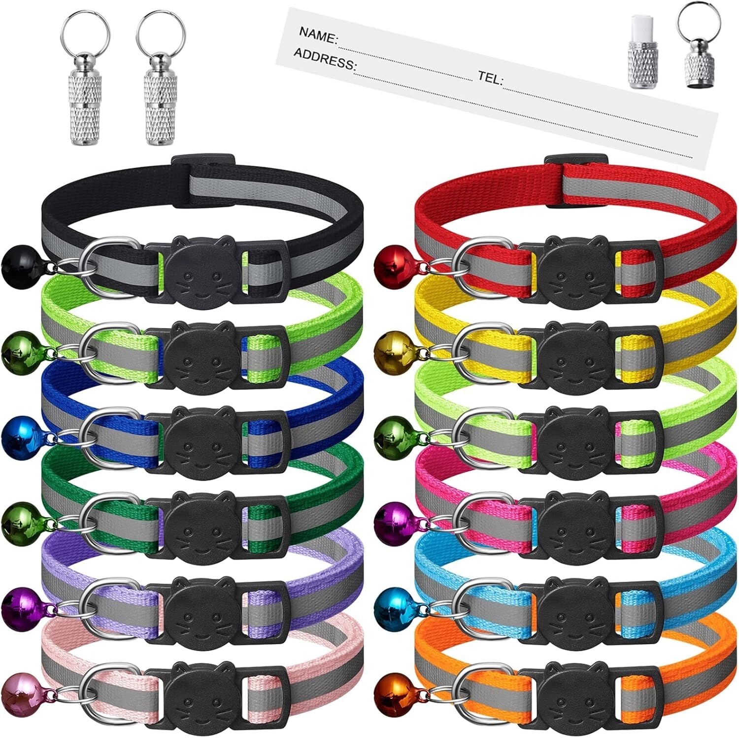 12 OR 4 Pack Reflective-Breakaway Cat Collars with Bells,Safety Buckle