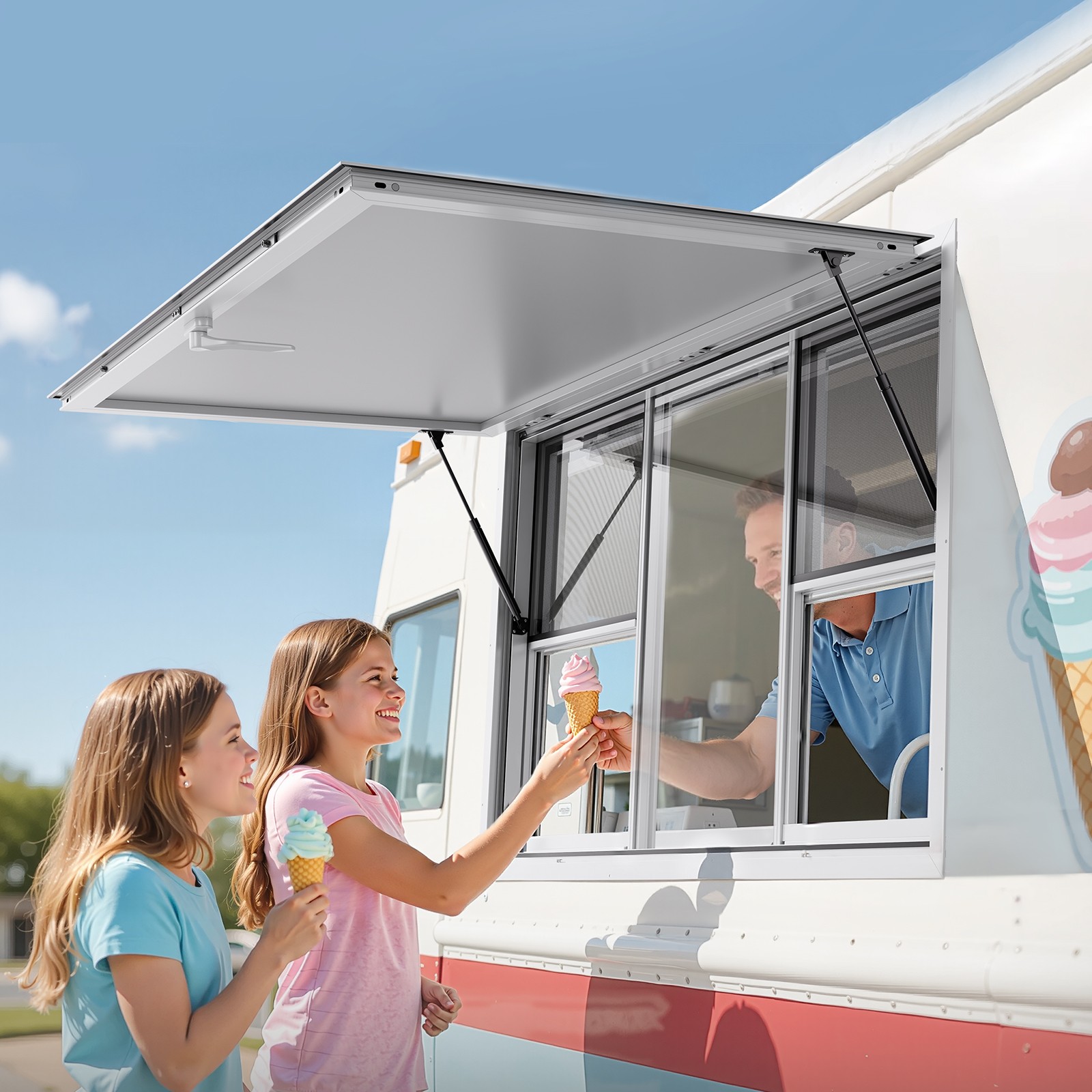 VEVOR 60x36in Concession Stand Serving Window Food Truck Service Awning Aluminum