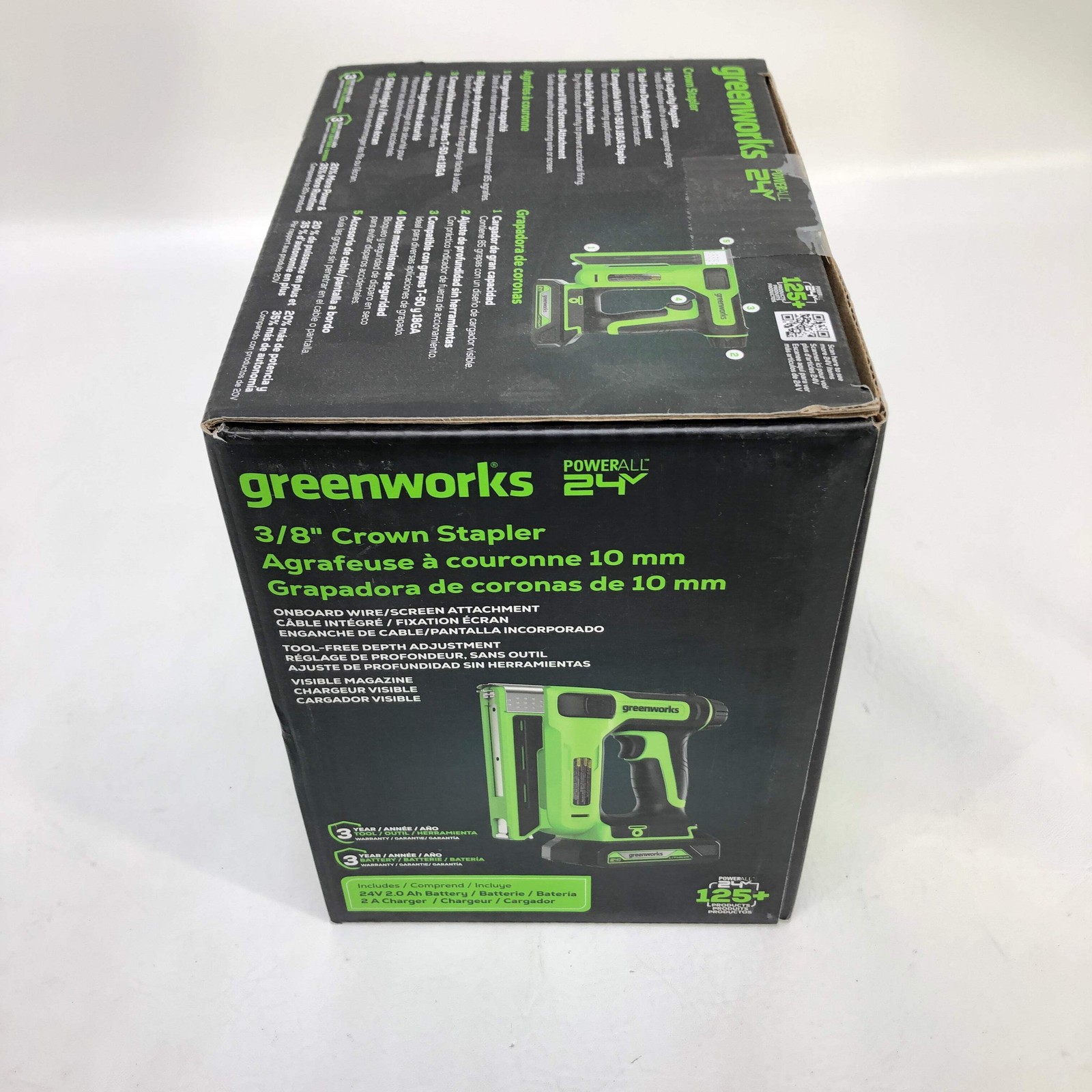 New Greenworks STG309 24V 3/8 Crown Stapler
