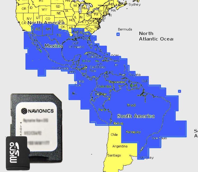2025 Navionics Plus microSD MSD Chart Card Maps Mexico, Caribbean Brazil,Bahamas