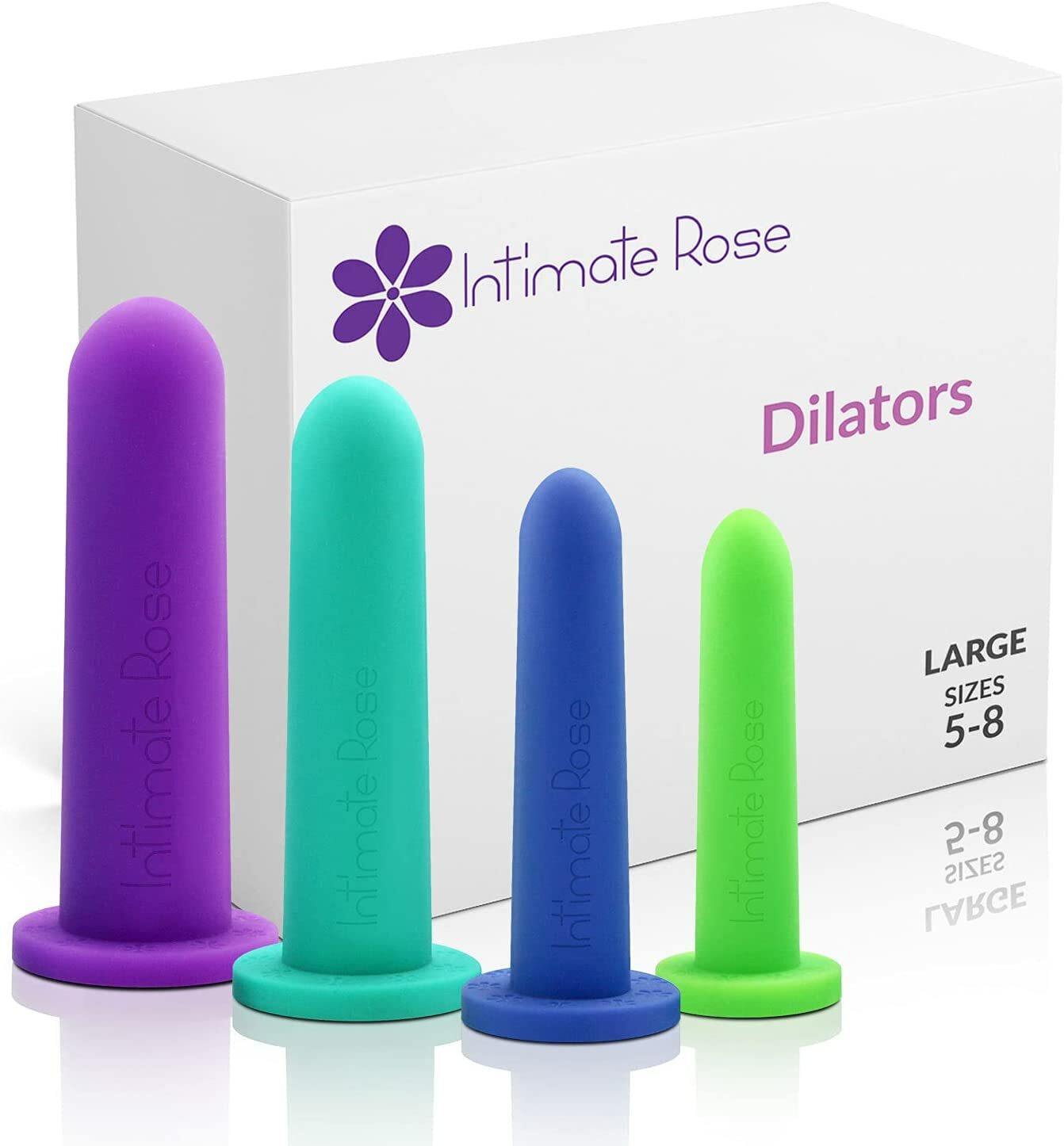 Intimate Rose Large 4-Pack Silicone Dilators for Women & Men, Sizes 5-8