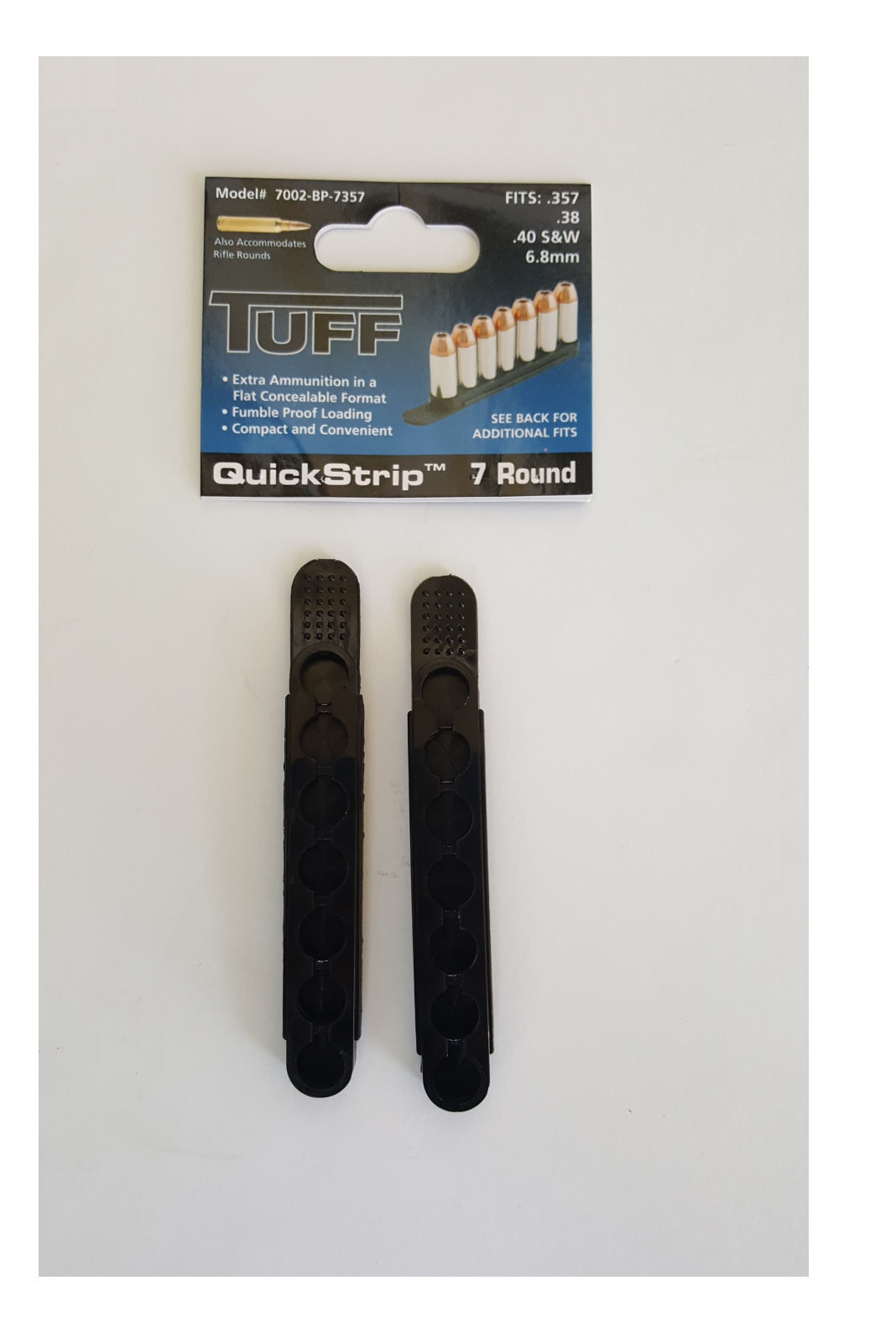 Tuff Products 38 357 40 Speed Quick Strip Revolver Loader 7 Round - 2 Pack BLACK