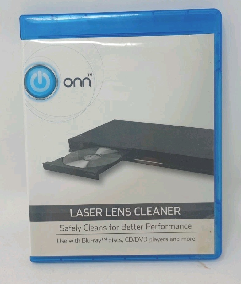 Onn Laser Lens Cleaner Blu-ray DVD CD Disc Includes Voice & Music Instructions