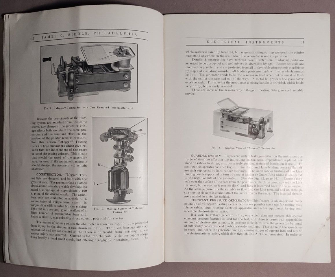 1925 Megger & Bridge Megger Insulation Testing Sets Catalog James Biddle B1-54