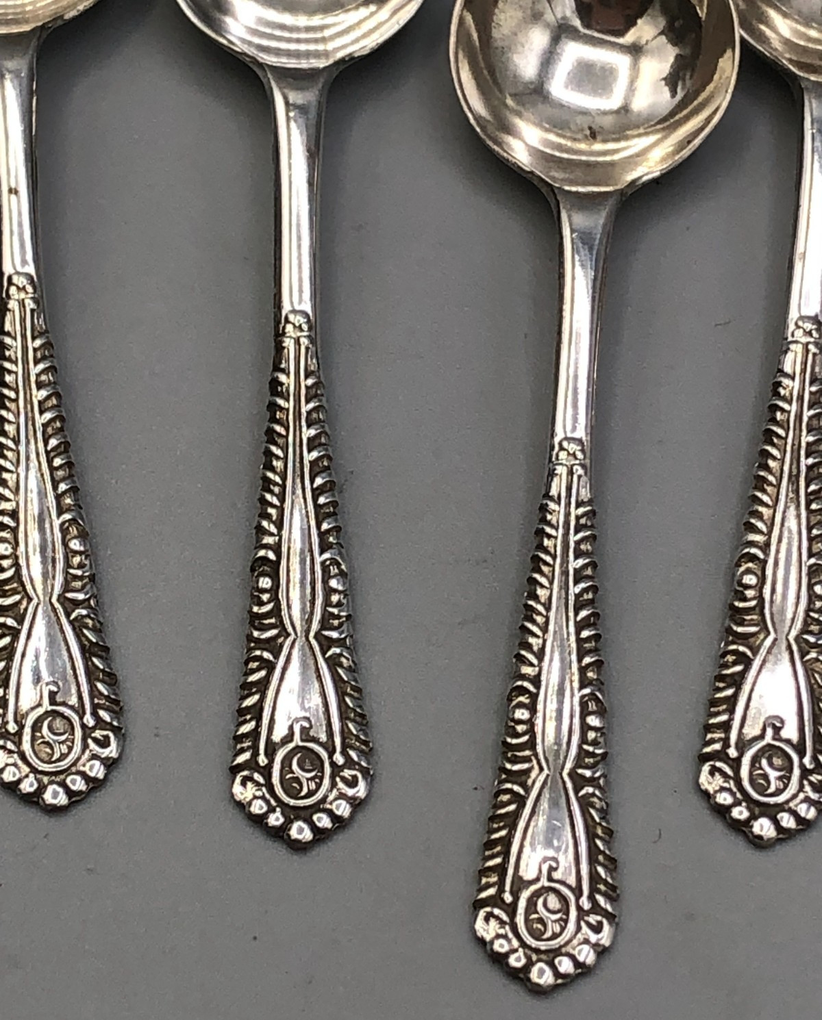 Set of 7 vintage Sterling Silver Salt Spoons 2.25" with English hallmarks