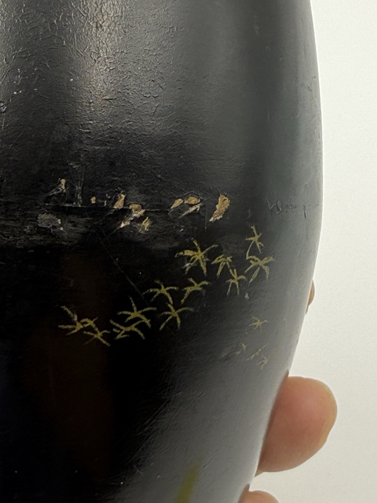 Antique Vietnamese Sơn Mài Lacquer Brush Pot • Múa Lân Lion Dance • Hand Painted