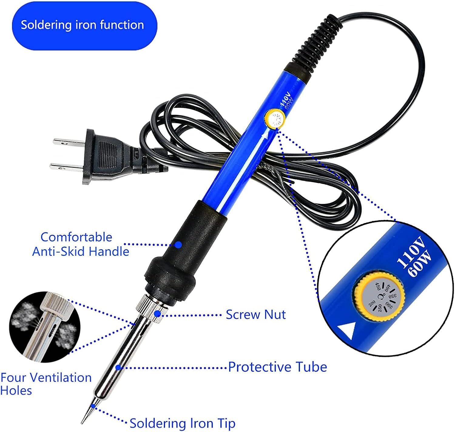 80W Electric Soldering Iron Welding Gun Tool Kit Solder Wire Desoldering Pump US