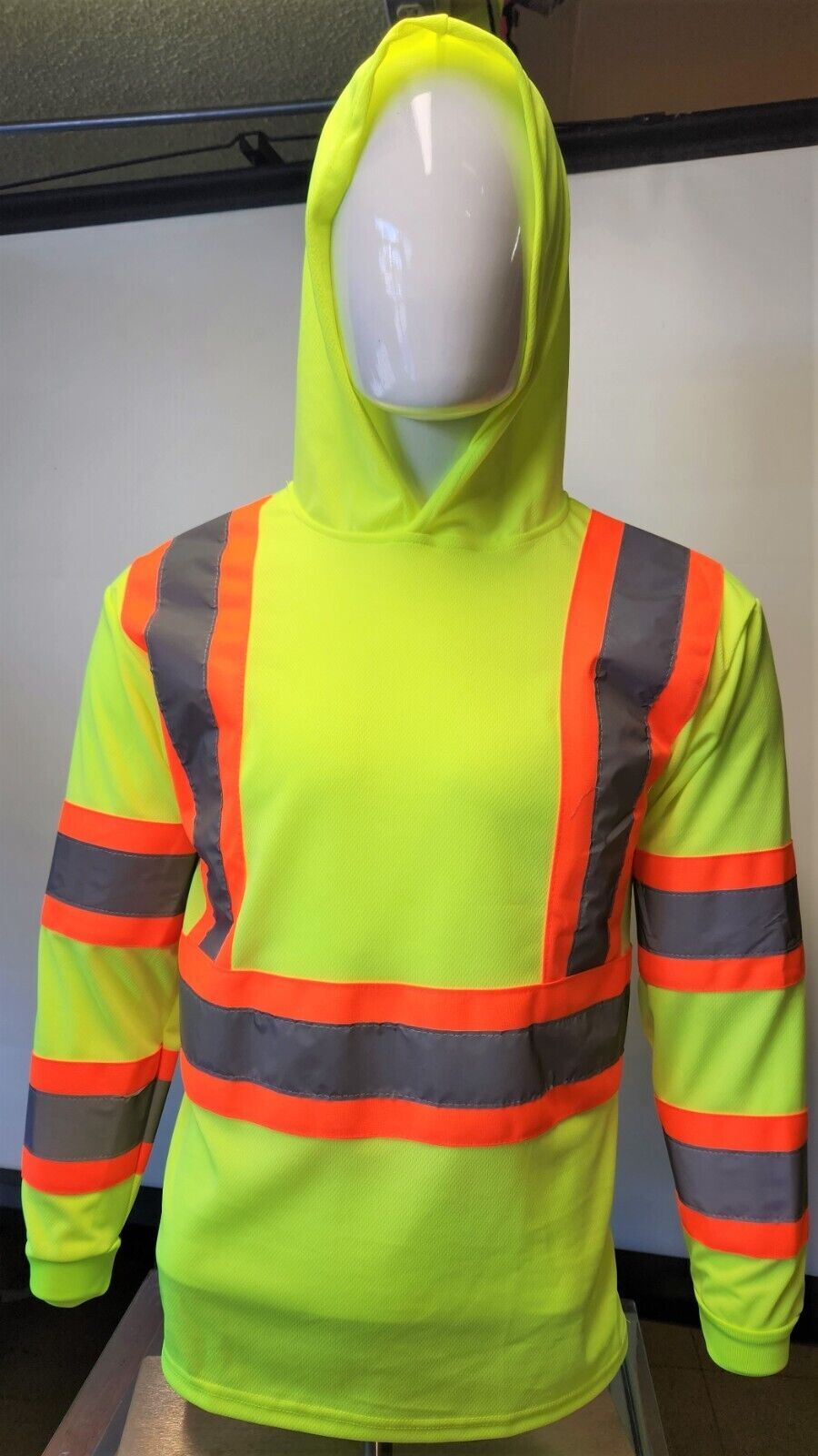 Hoodie Yellow High Visibility Safety Shirt With Reflective Stripes