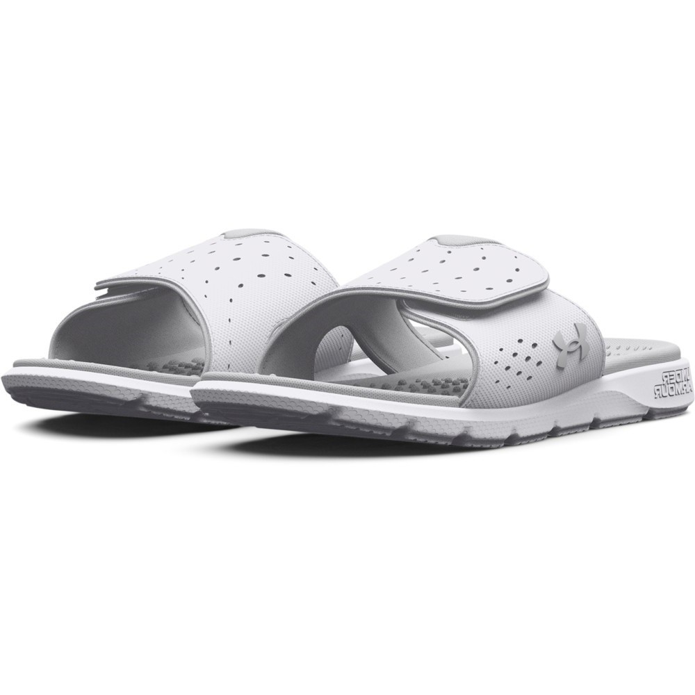 Under Armour 3026027 Women's UA Ignite Pro Slides, White/Halo Gray, Size 8