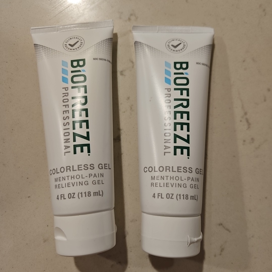 Biofreeze Professional Menthol Pain Relief Colorless Gel 4oz X2 Exp 2027+