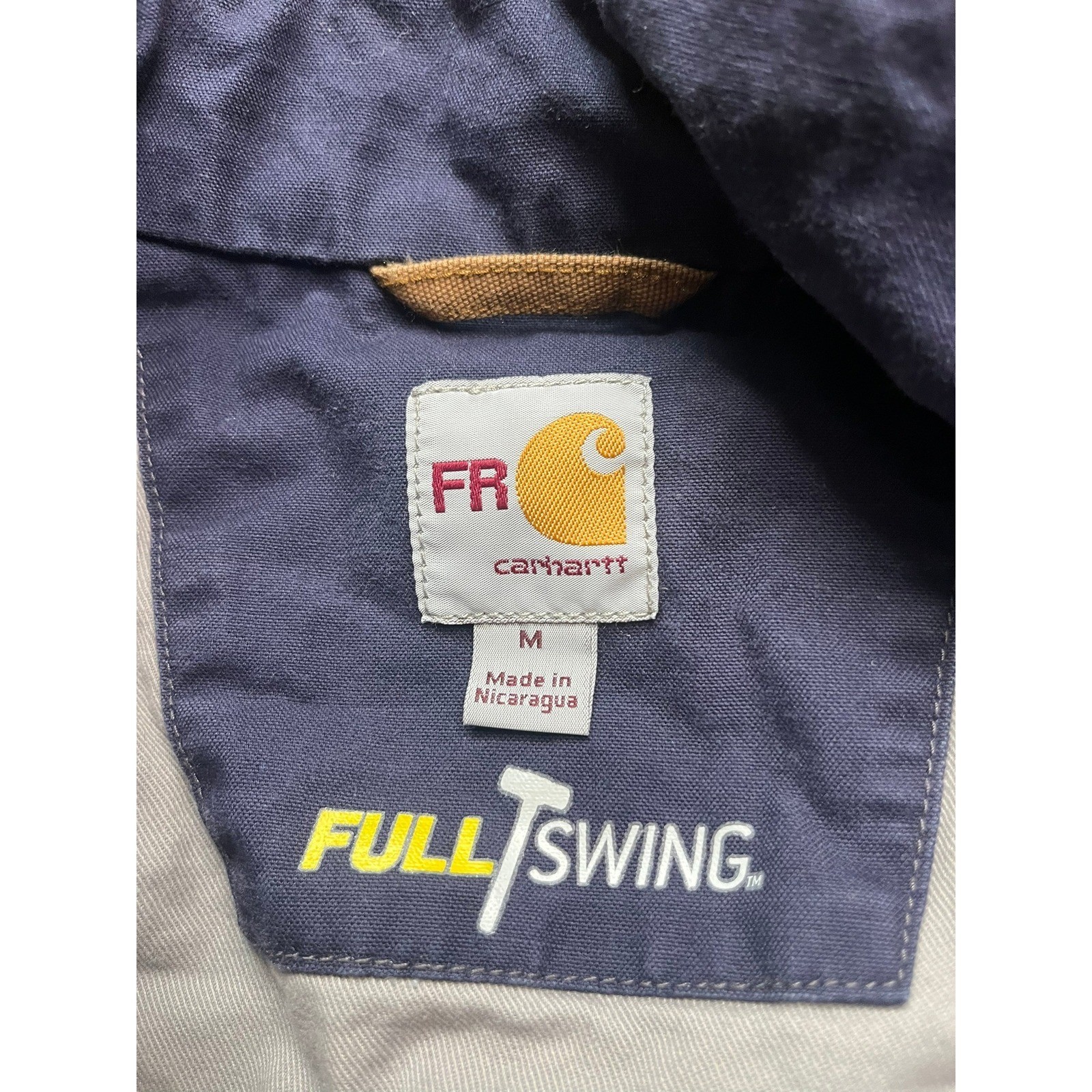 Carhartt FR Full Swing Flame Resistant Navy Blue Canvas Work Jacket Mens Medium