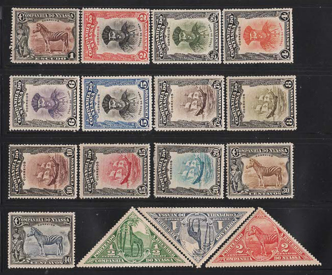 Nyassa 1921-24 collection of 16 slightly MH Stamps Scott 108,110 to 121,J1-2-3