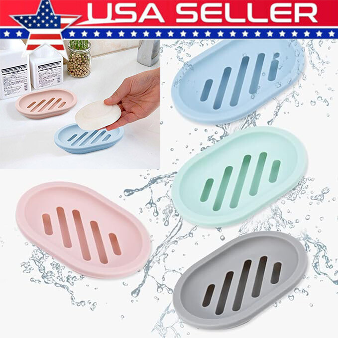 Bathroom Water Draining Soap Dish Case Holder Drainer Soap Saver Storage Box New