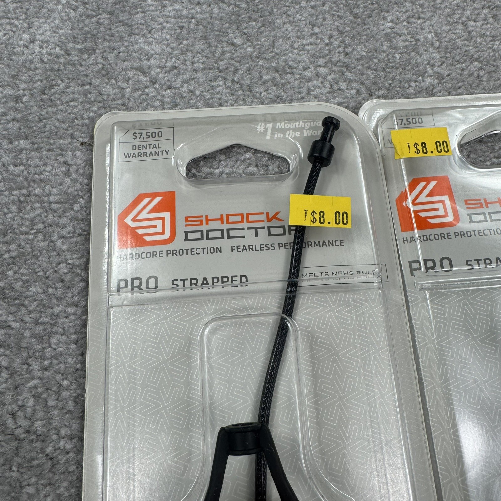 Shock Doctor Pro Mouth Guard LOT OF 2 Black Youth 10U Football Hockey Strap