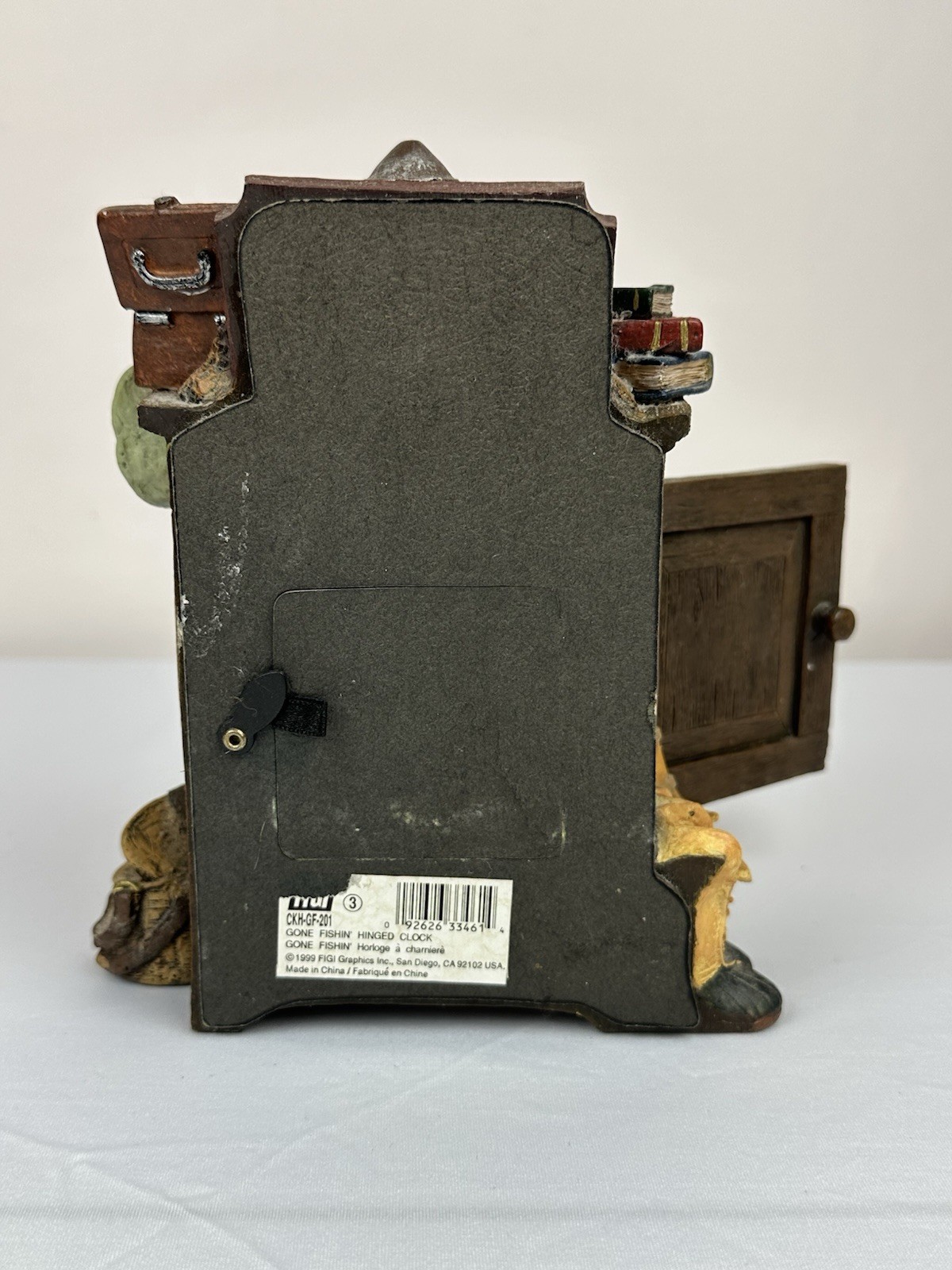 Gone Fishing Clock Figi 1999 Clock Works Rustic Cabin Fish Lantern