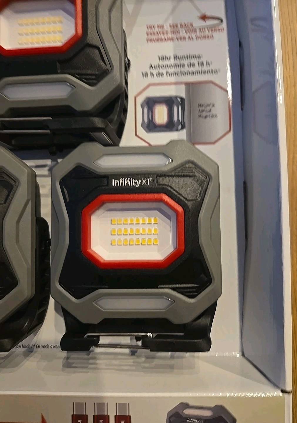 NEW Infinity X1 2000 Lumen Work Light, 3PK, 18Hrs, 5 Modes, Magnetic, Powerbank