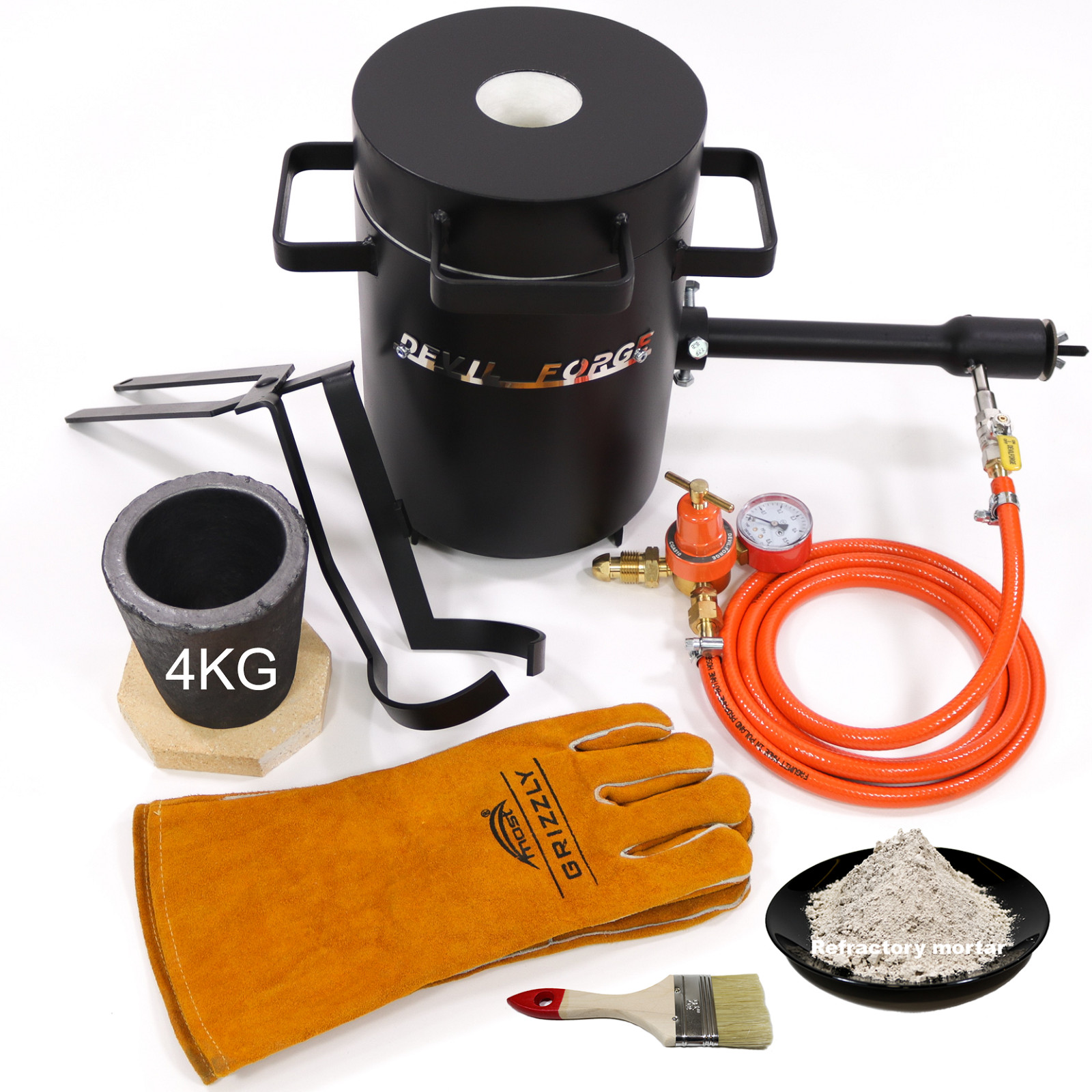 Gas Propane Furnace FB1Sb–4KG DEVIL-FORGE Foundry Kiln +Tongs,Crucible USA (NEW)