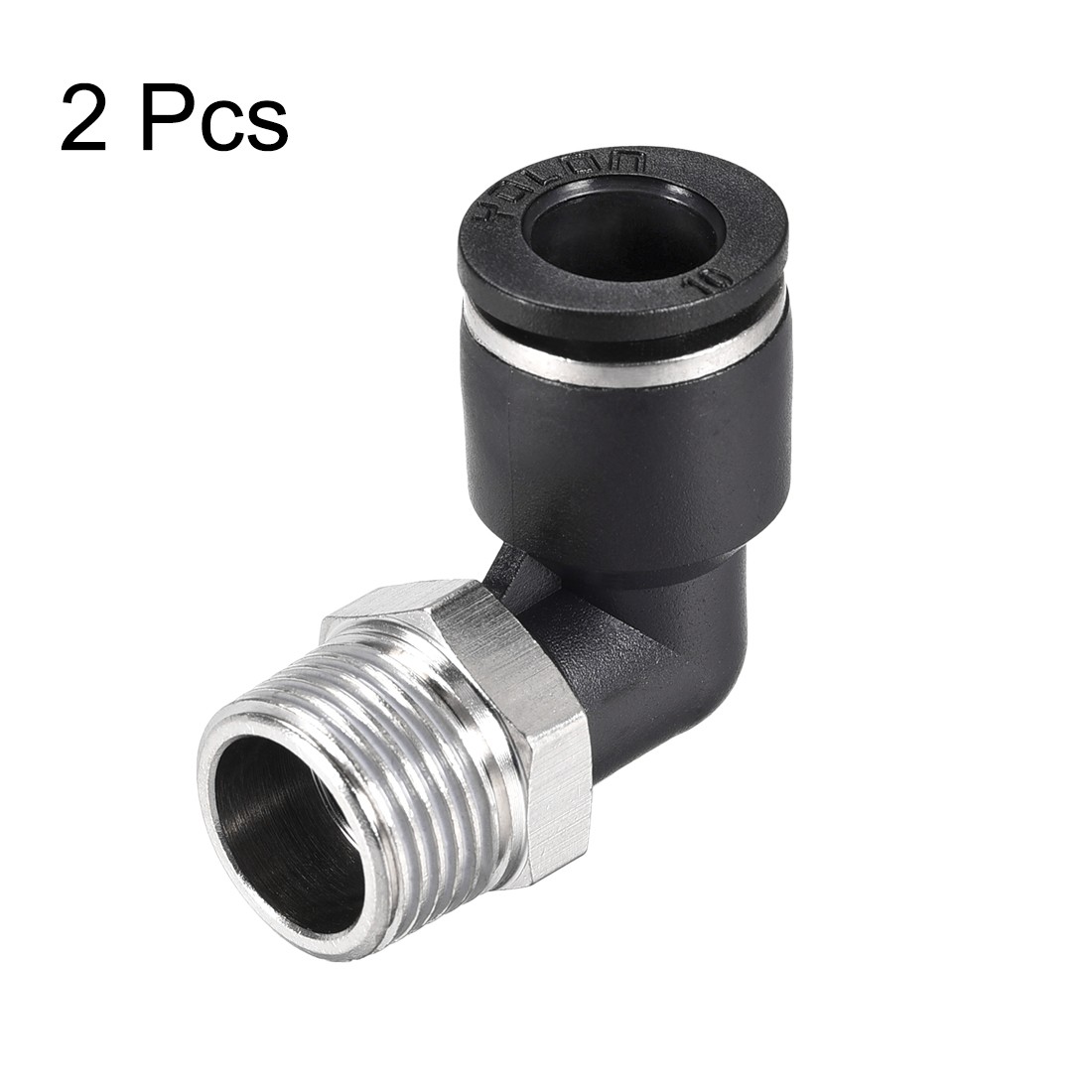2 x Push to Connect Tube Fitting Male Elbow 10mm Tube OD 3/8 NPT Thread