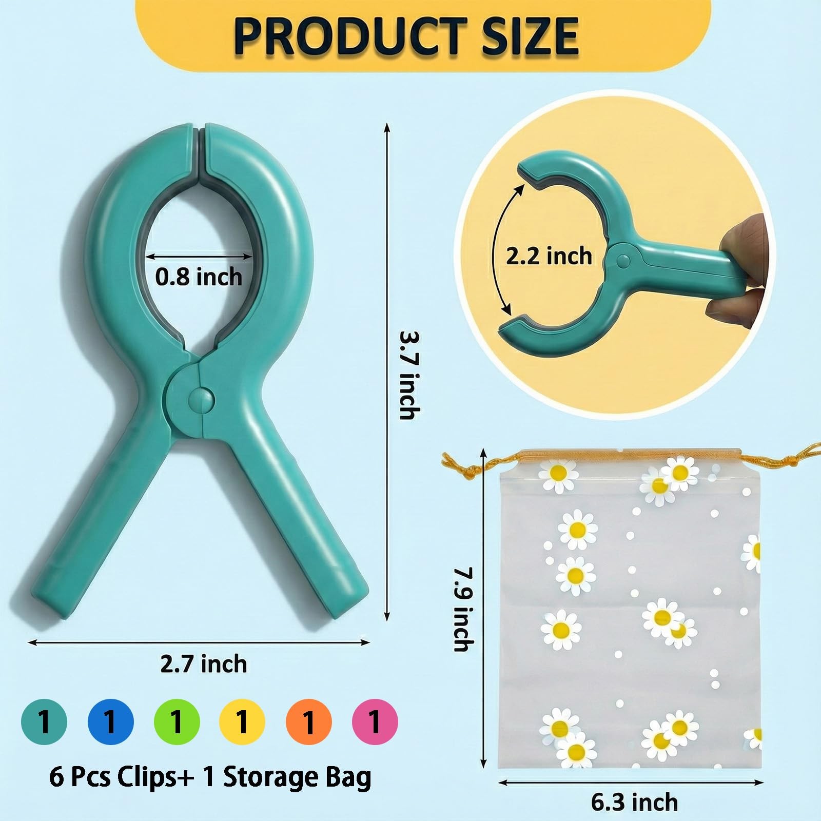 Large Beach Towel Clips for Beach Chairs, 6 Pcs Heavy Duty Towel Holder for C...