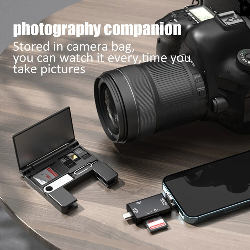 USB-A/C MMC Card Reader&Storage Box for TF/SD/Jump Clip/Ejection Pin/USB Dirver