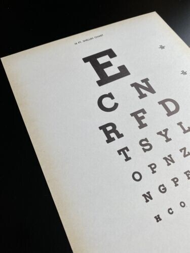 Vintage 1945 Vision Eye Chart Test Dr. George Jessen & Dr. Newton K. Wesley
